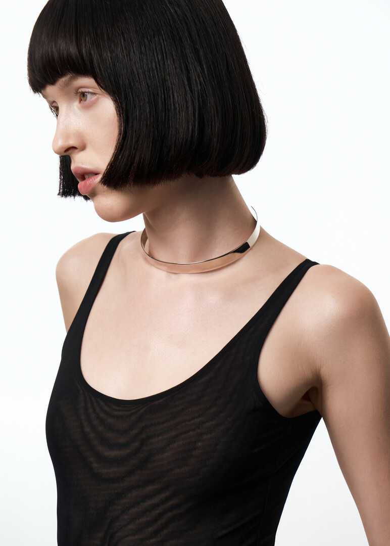 slim silver choker