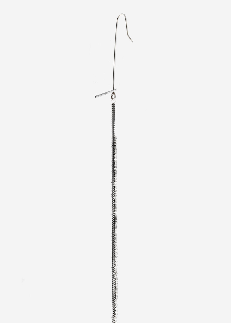 long silver single earring