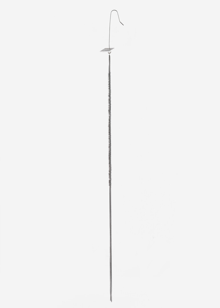 long silver single earring