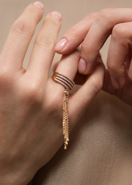 Акцентные кольца Adelya Jewellery Кольцо из золота с бриллиантами