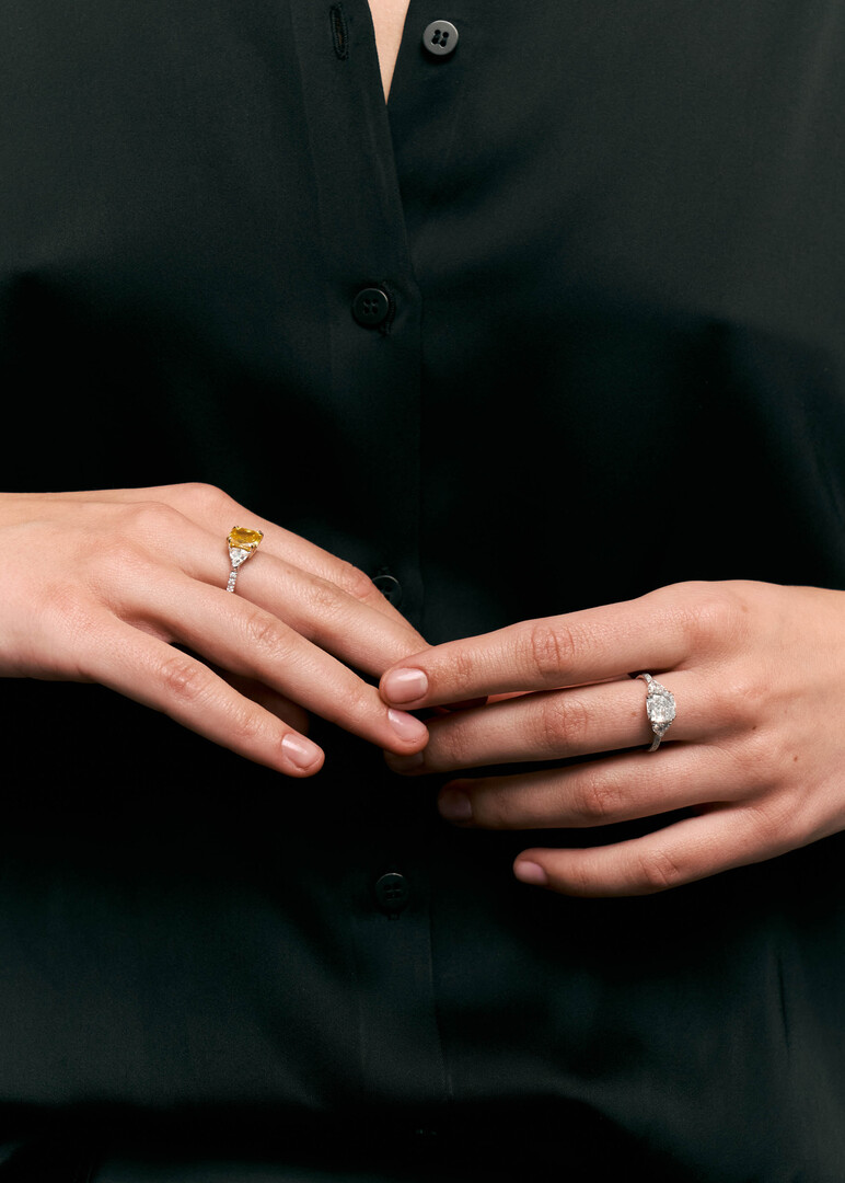White gold ring with grown diamonds "Mysterious shine"