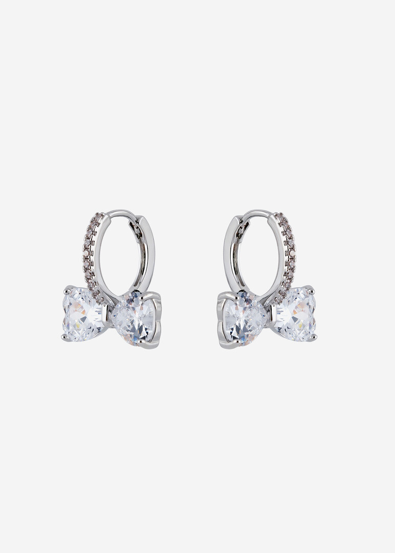 silver-tone crystal bow earrings