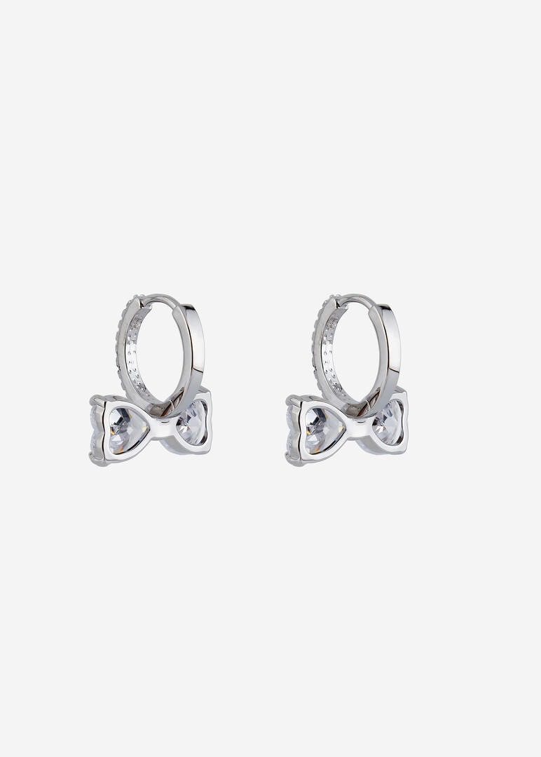 silver-tone crystal bow earrings