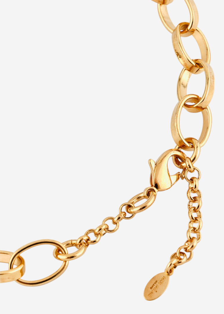 gold-tone chain with black enameled ring