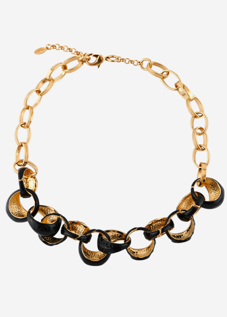 gold-tone chain with black enameled ring