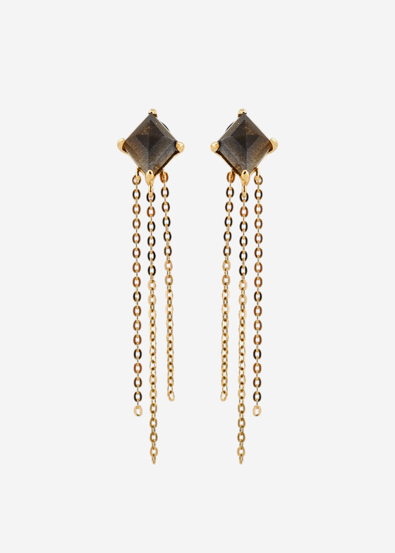 Длинные серьги Wisteria Gems Позолоченные серьги из серебра с лабрадоритом