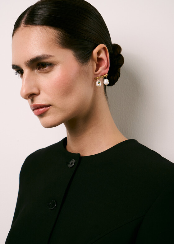 Асимметричные серьги Fenomena Золотистые серьги RIO CLIMBER CON PERLAS
