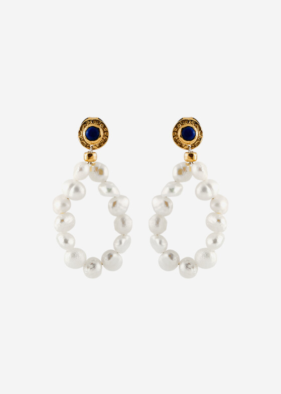Серьги Wisteria Gems Серьги из серебра с лазуритом и жемчугом
