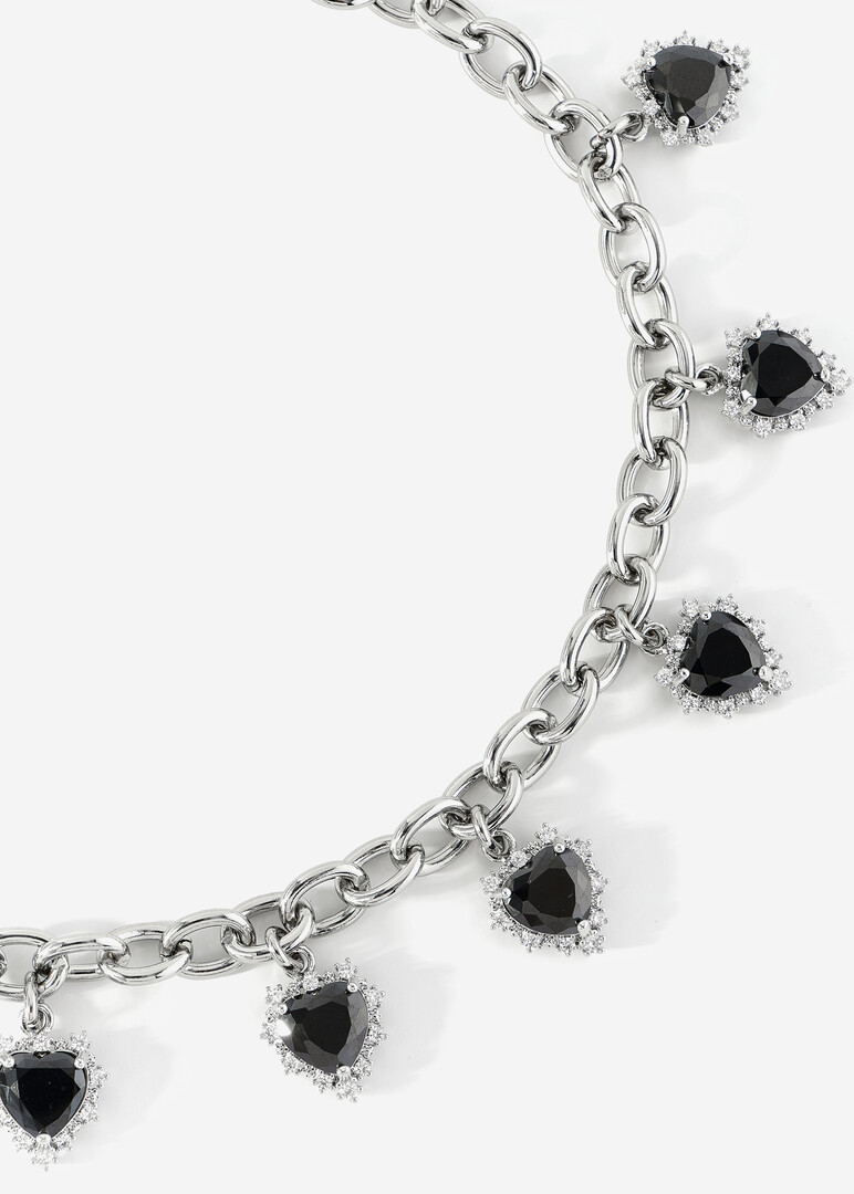 Silver necklace Vivid black