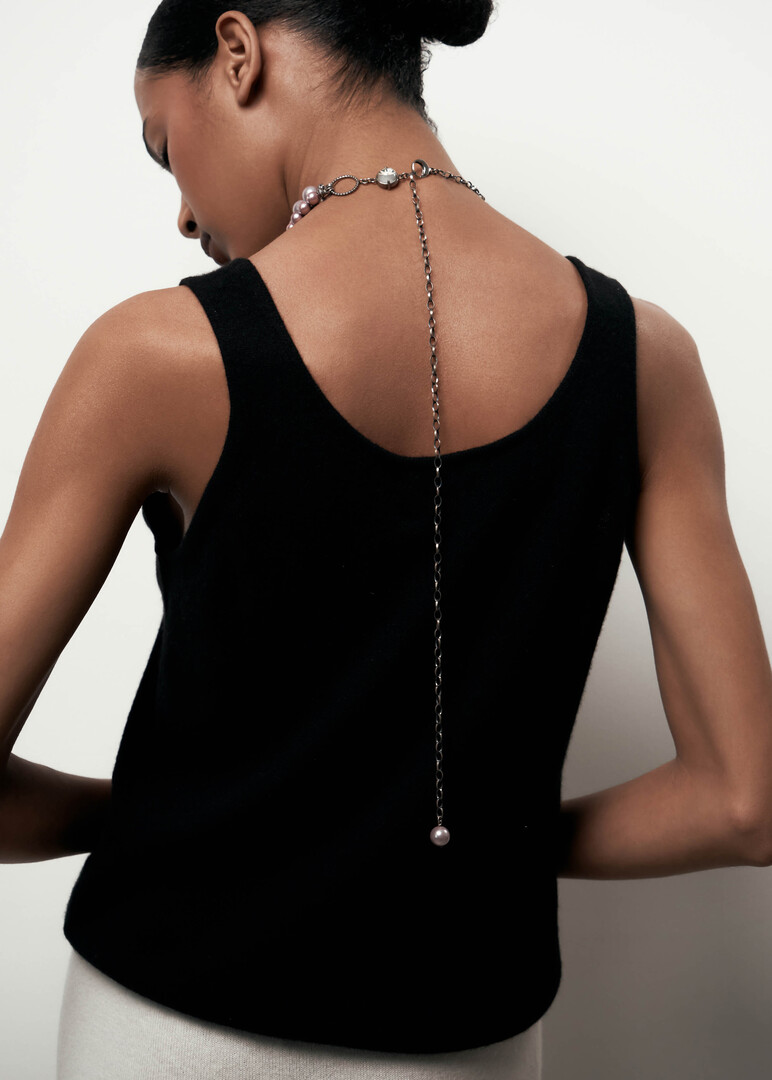 Layered pink pearls necklace