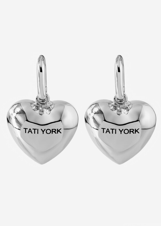 Серьги с подвесами TATI YORK Серебристые серьги Silver Heart