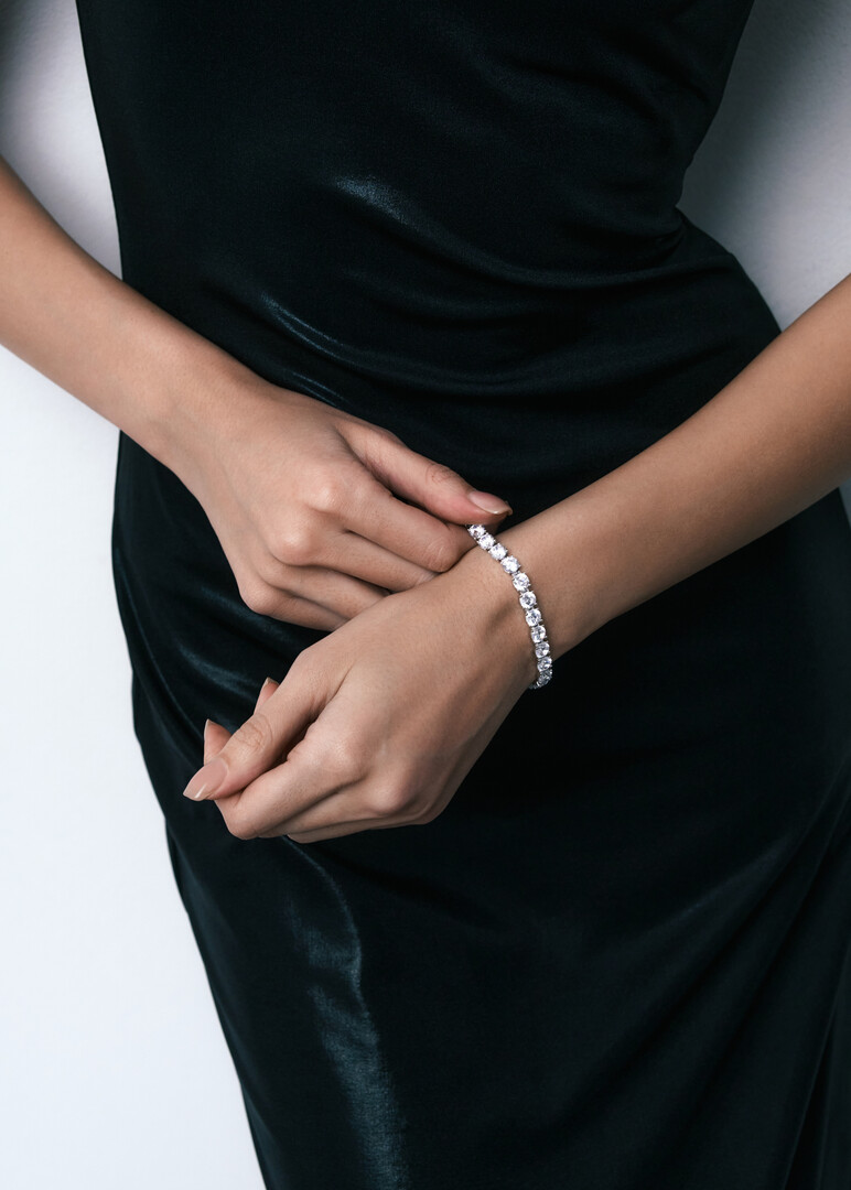 silver bracelet with cubic zirconia CLASSIC