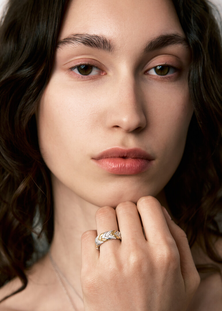bicolor silver ring with cubic zirconia from VINTAGE collection