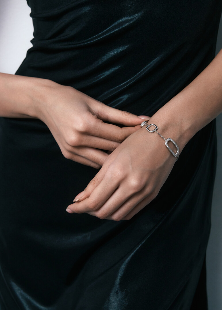 silver crystal and cubic zirconia bracelet CUSHION