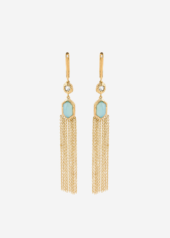 Длинные серьги Wisteria Gems Позолоченные серьги из серебра с халцедонами и топазами