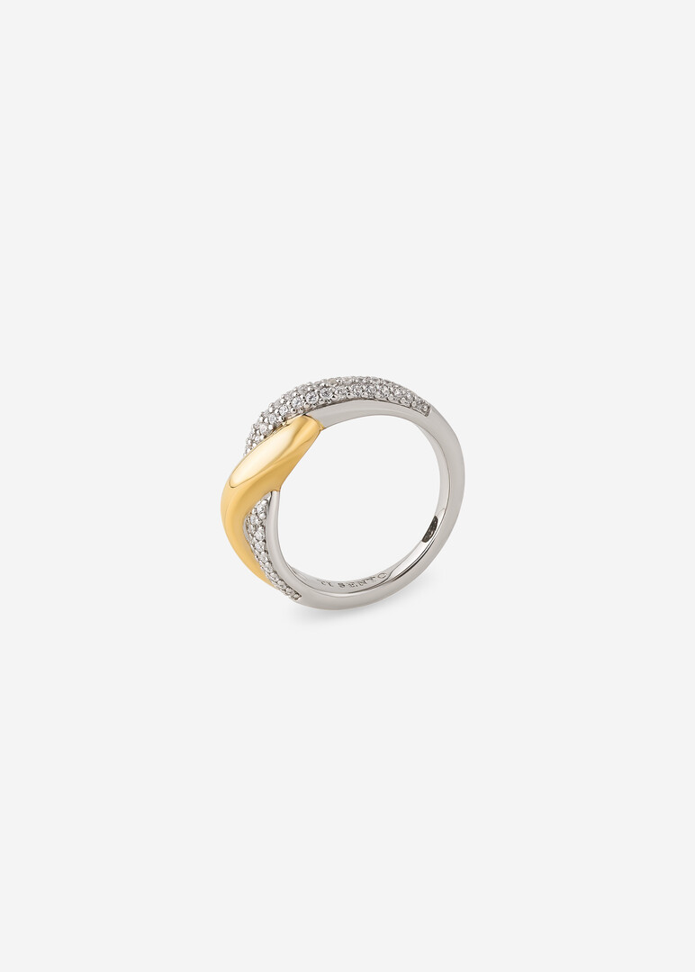 gold-plated silver ring with cubic zirconia CROSS-OVER