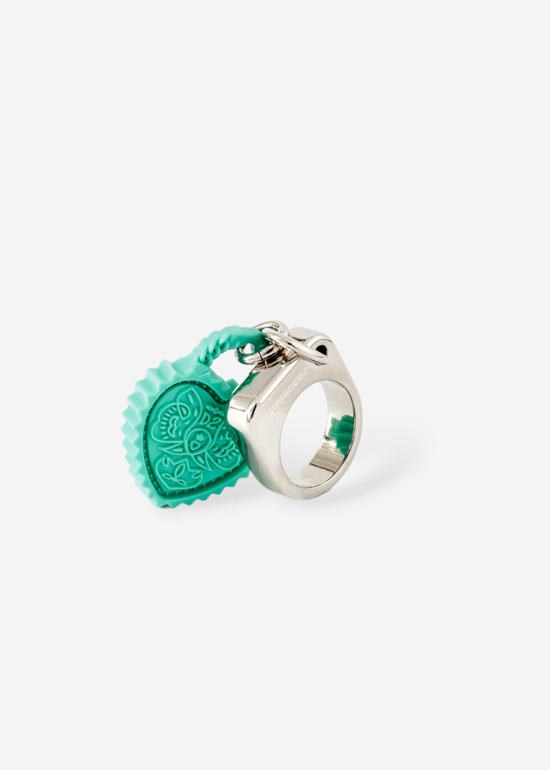 Silver ring with turquoise heart