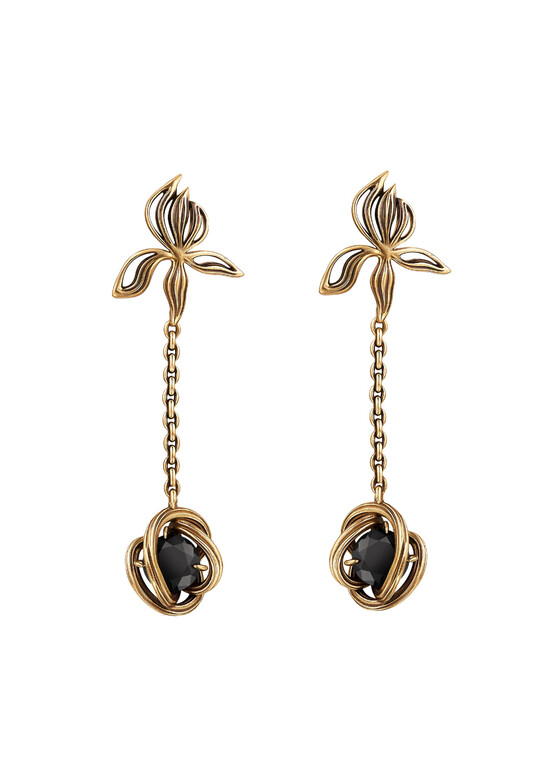Серьги Fiore di Firenze Золотистые длинные серьги CORDA NERO