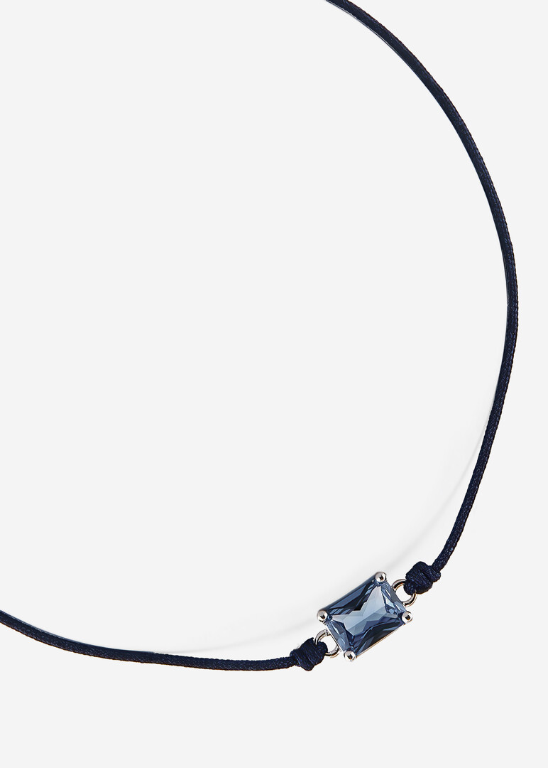 silver bracelet with cubic zirconia on a blue cord FREEDOM BLUE