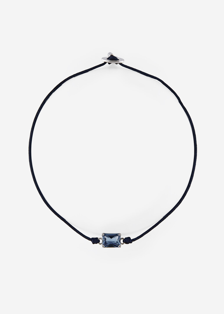 silver bracelet with cubic zirconia on a blue cord FREEDOM BLUE