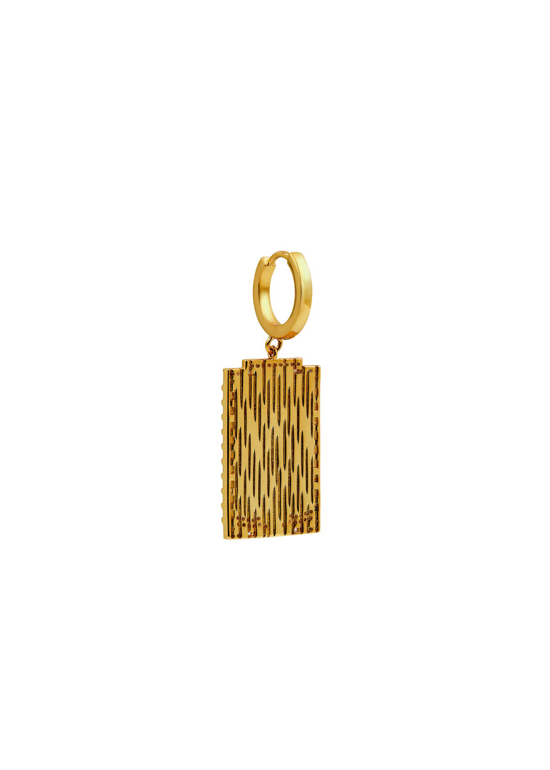 gold-plated aro tarot tres de mono-earring