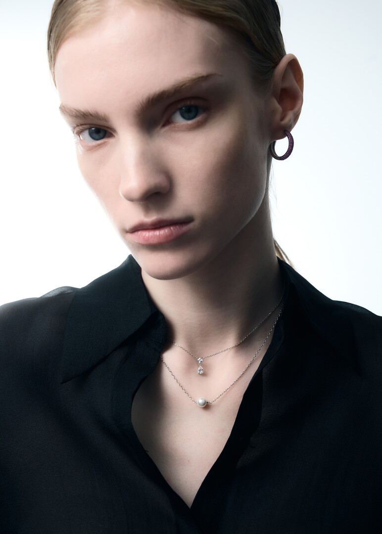 silver pearl pendant necklace INFINITE WHITE