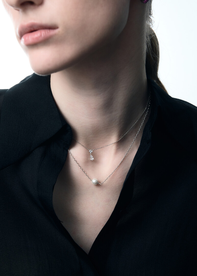 silver pearl pendant necklace INFINITE WHITE
