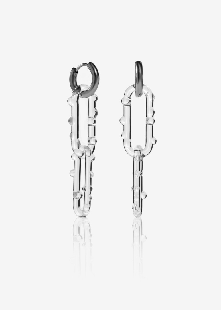 Прозрачные серьги из боросиликатного стекла «ThinLink Lensed Earrings»