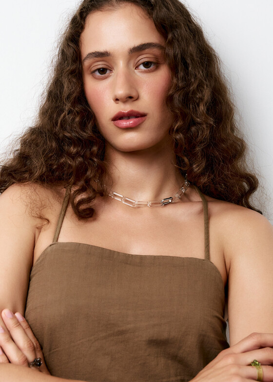 Колье-цепи 78glass Серебристое колье-цепь из стекла Choker