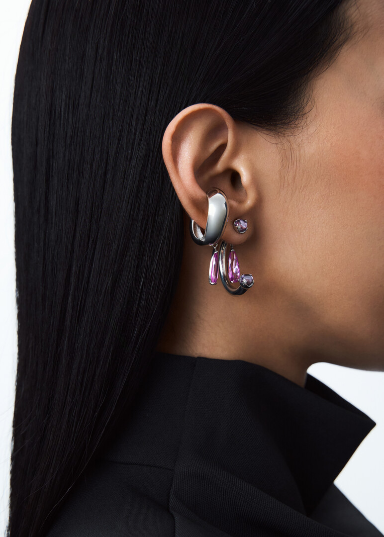 silver amethyst cuff for the right ear