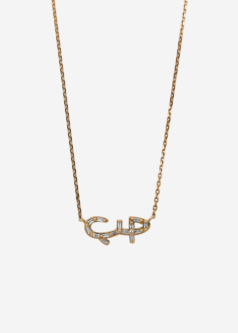 Necklace - Hobb, 18K Yellow Gold & Baguette Diamonds Word, Hob
