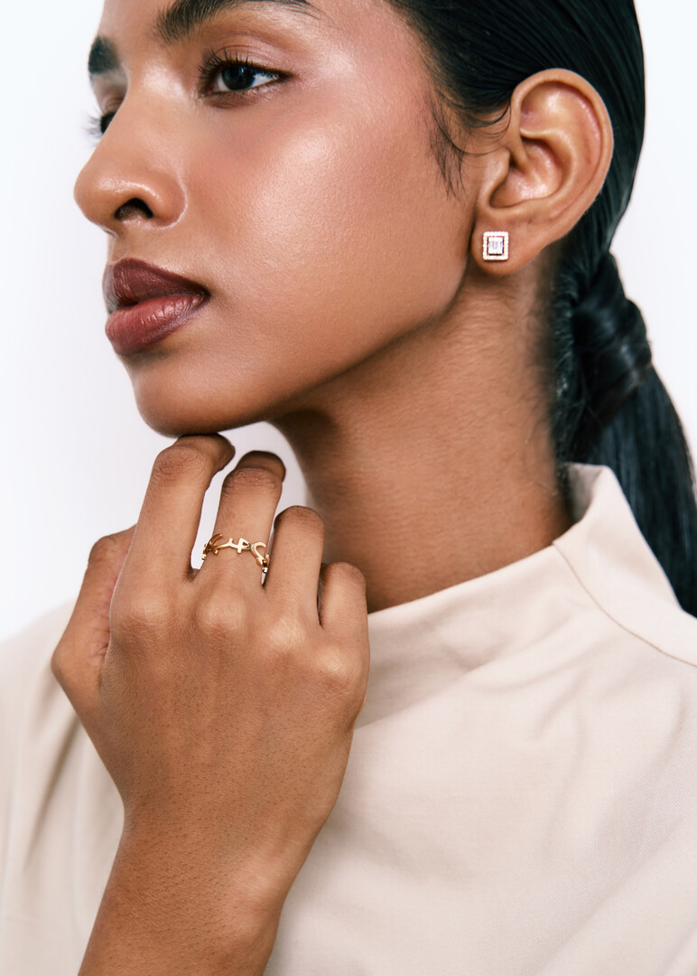 Rose gold ring Love