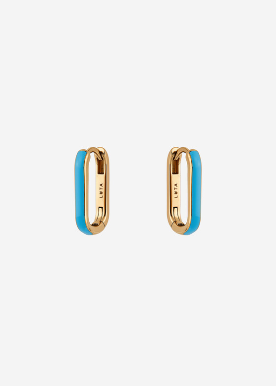 Серьги-кольца LUTA Jewelry Позолоченные серьги-кольца из серебра с бирюзовой эмалью