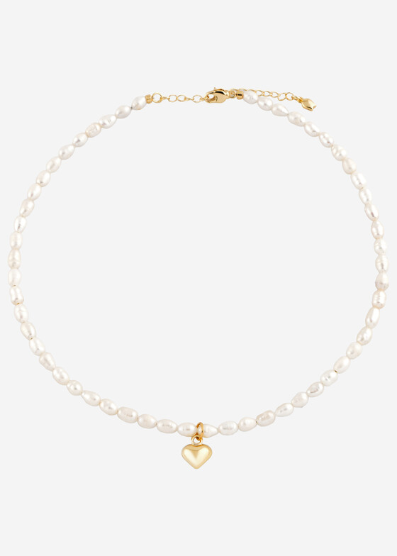 Колье с подвесами Wisteria Gems Колье из культивированного жемчуга с позолоченной подвеской-сердцем