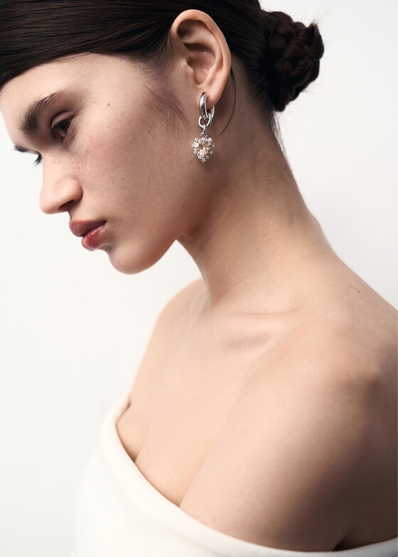 Моносерьги TATI YORK Моносерьга Mini Vivi Ear Peach с кубическим цирконием