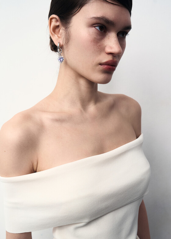 Моносерьги TATI YORK Моносерьга Mini Vivi Ear Light Purple с кубическим цирконием