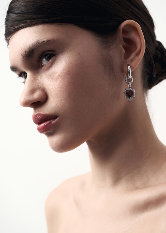 Моносерьги TATI YORK Моносерьга Mini Vivi Ear Red с кубическим цирконием