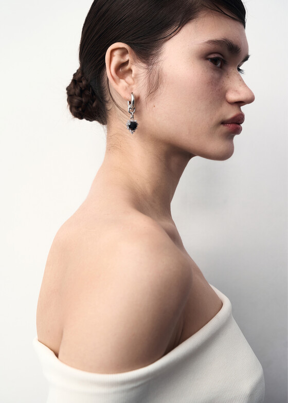Моносерьги TATI YORK Моносерьга Mini Vivi Ear Black с кубическим цирконием