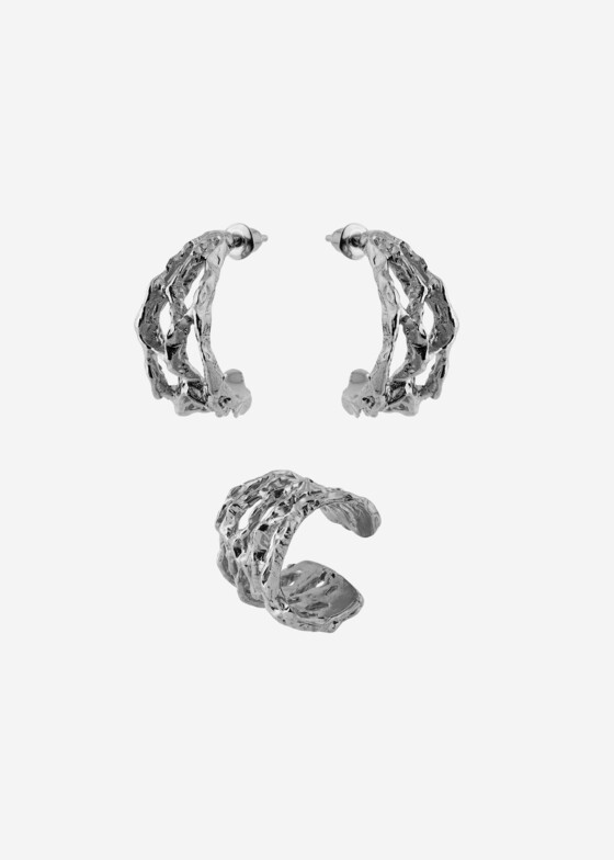 Подарочные боксы Ringstone Комплект reef: серебристые серьги и кольцо