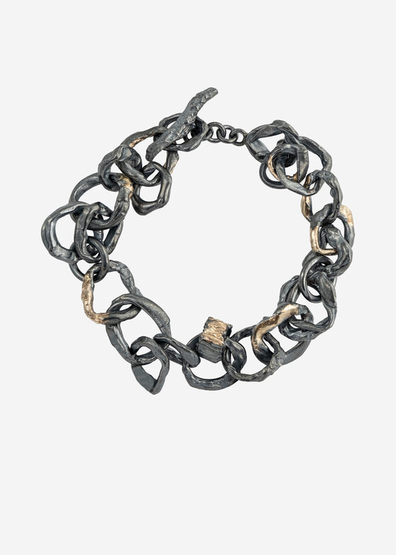 Браслеты-цепи Kintsugi Jewelry Позолоченый браслет из черненого серебра Wabi Sabi