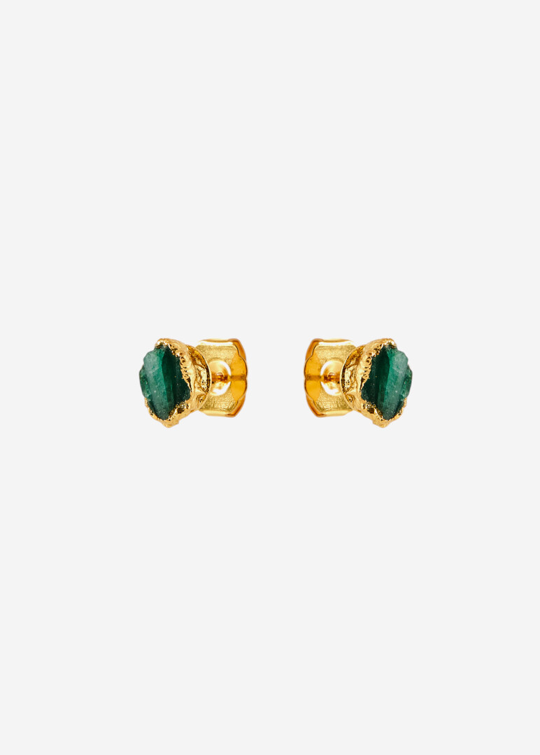 gold-plated emerald stud earring