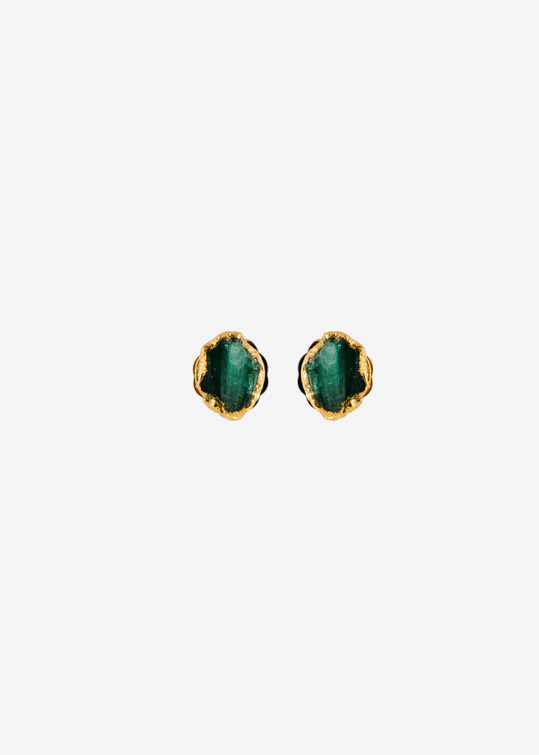 gold-plated emerald stud earring