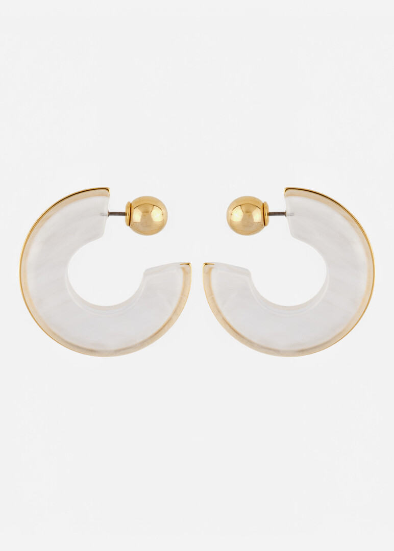 White earrings with a golden rim