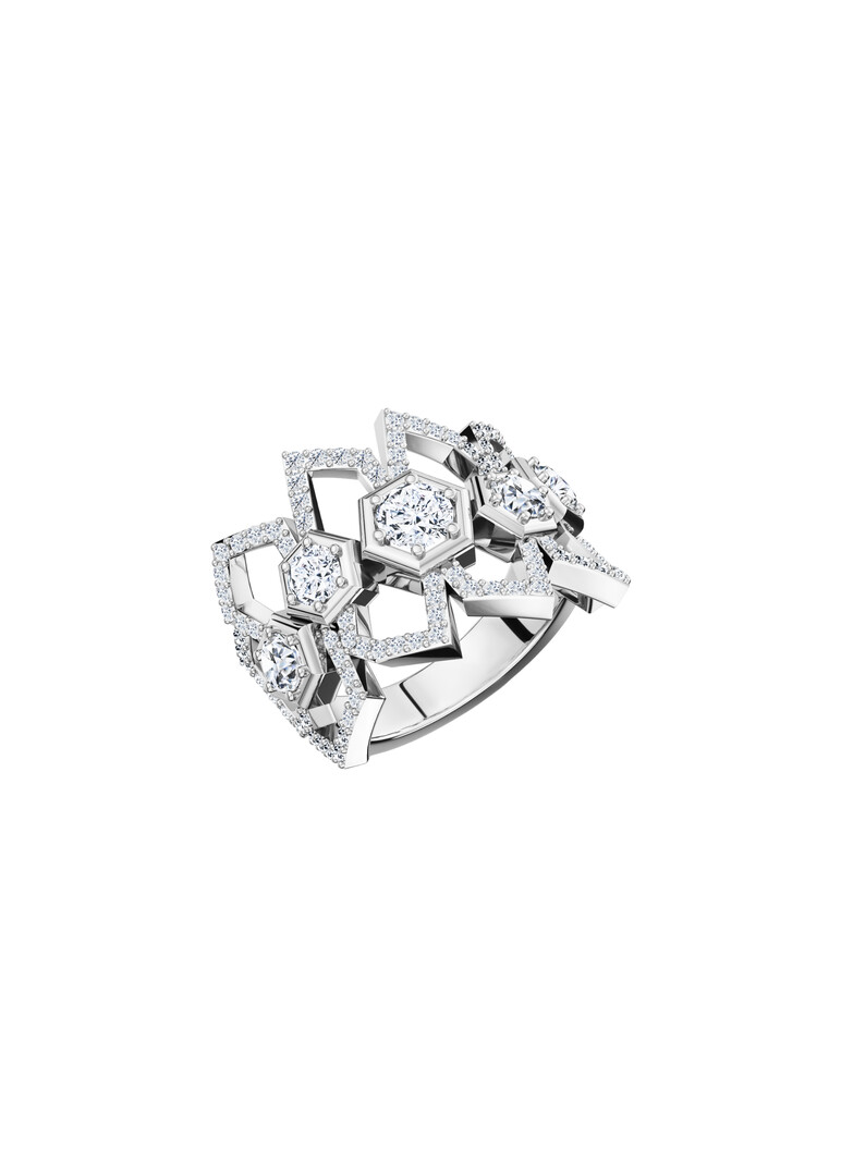 White gold ring with diamonds