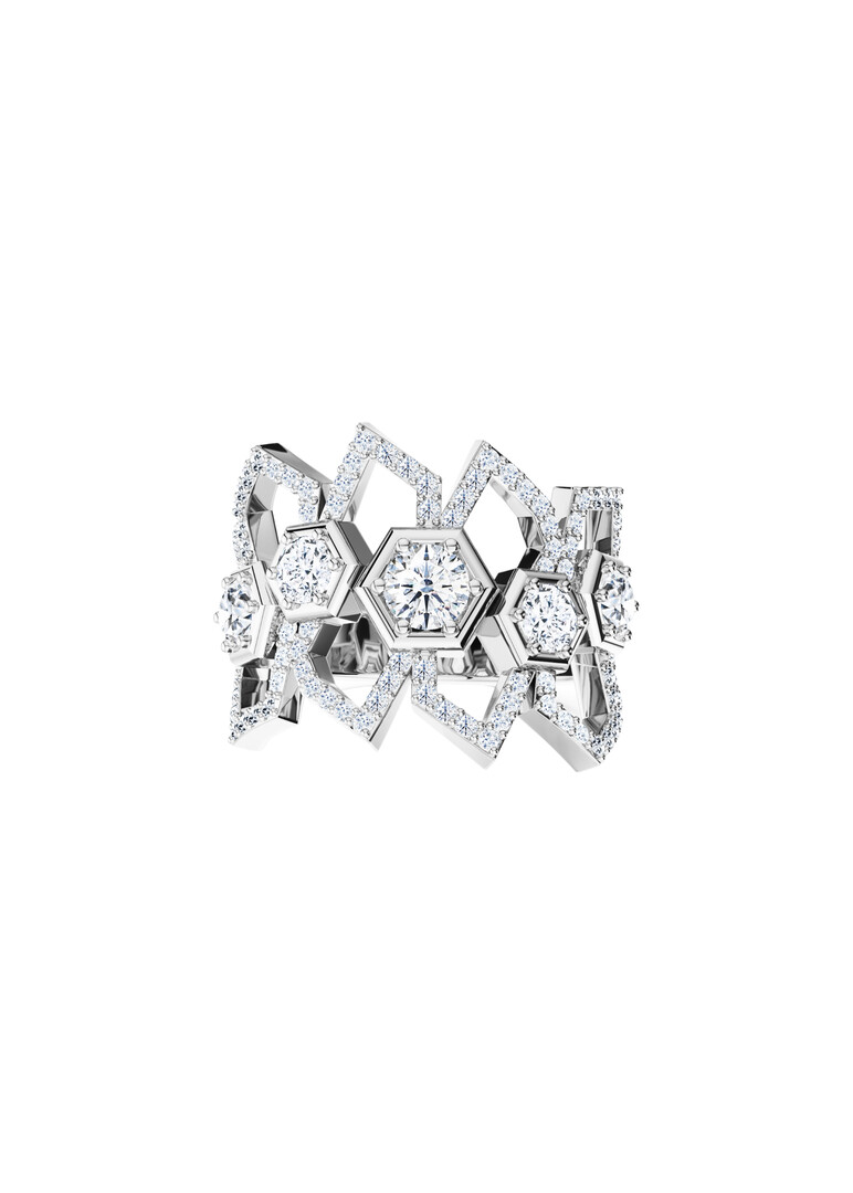 White gold ring with diamonds