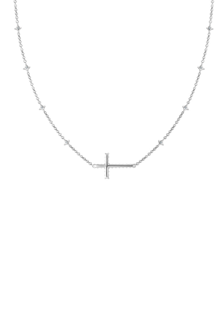 White gold necklace with diamond cross