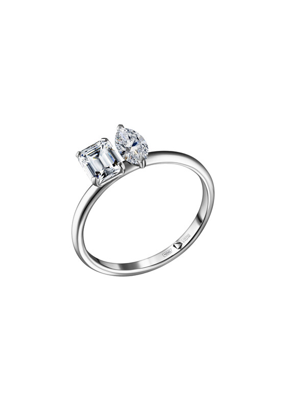 Кольца с крупной вставкой ALROSA DIAMONDS Кольцо из белого золота с бриллиантами