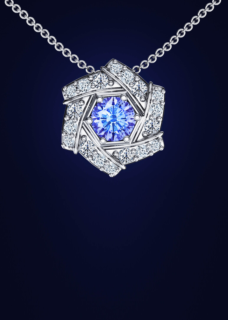 White gold necklace with diamonds