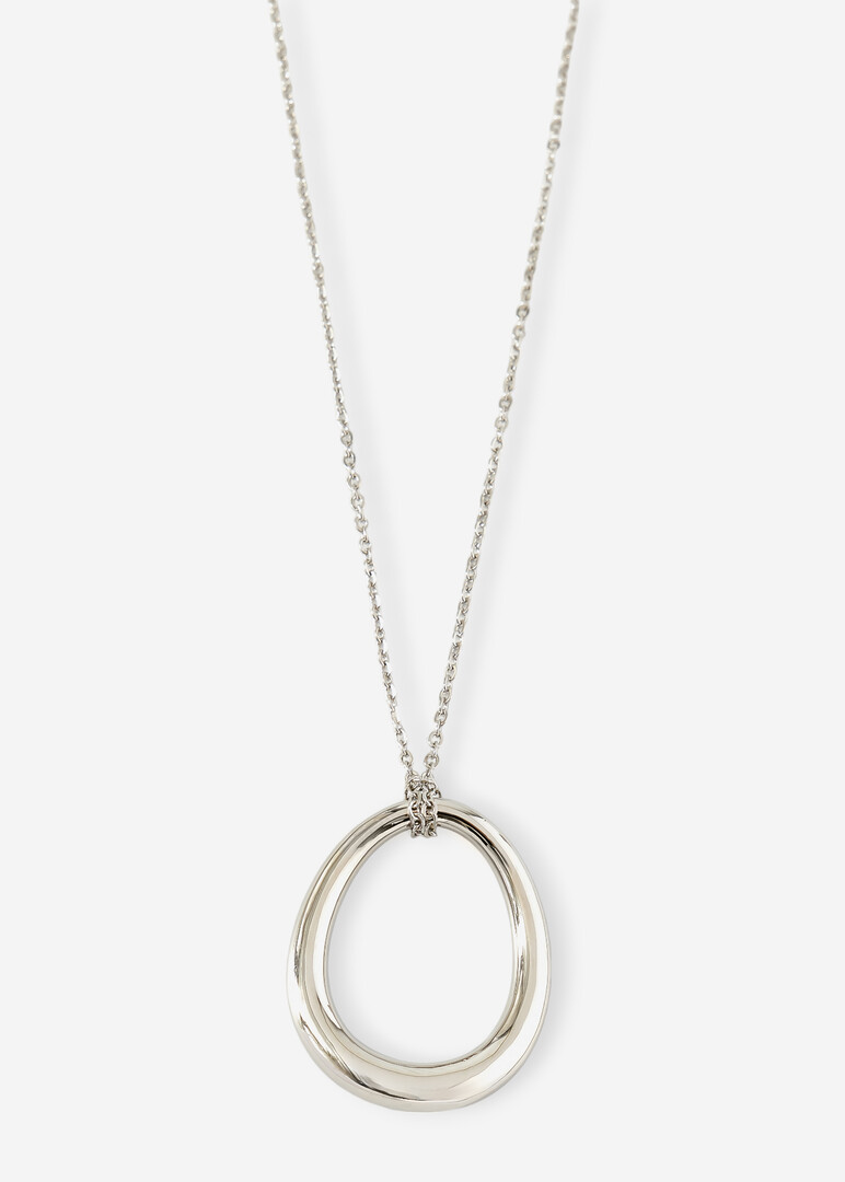 silver necklace with a ring pendant