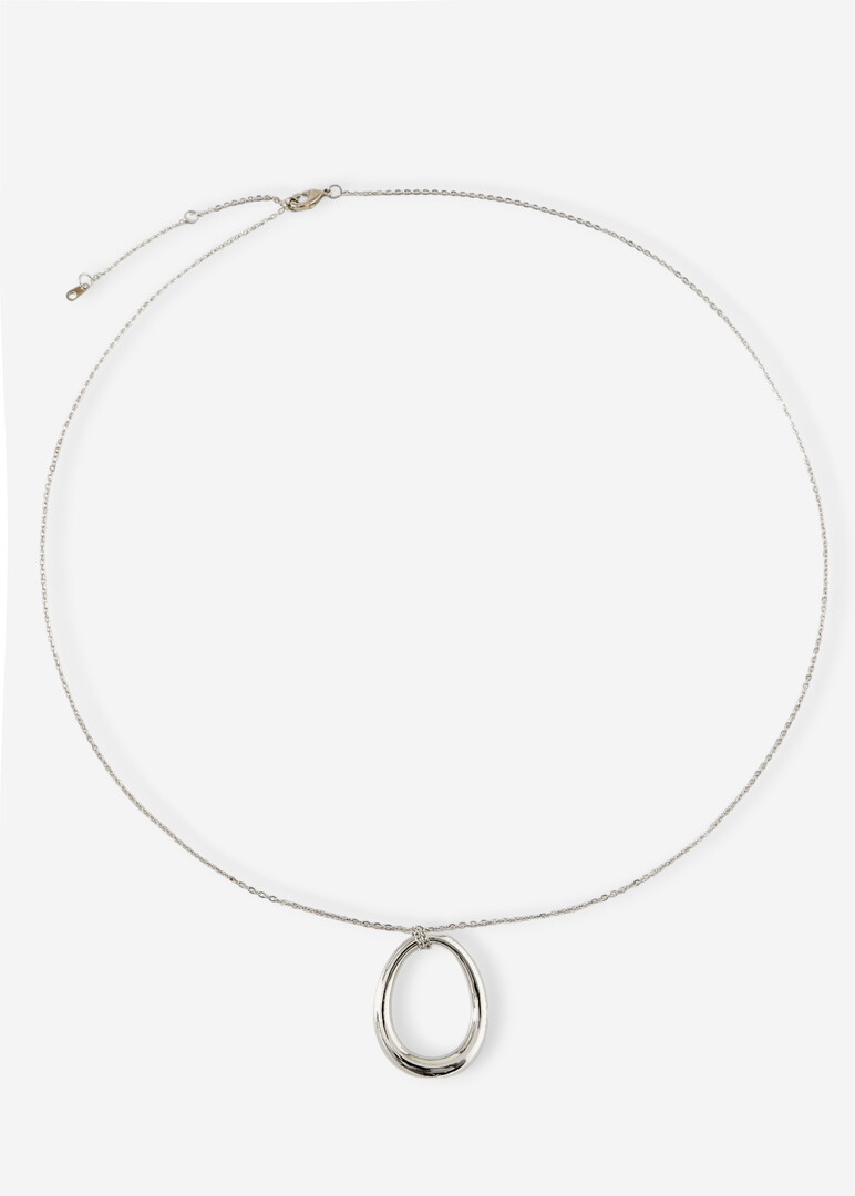 silver necklace with a ring pendant
